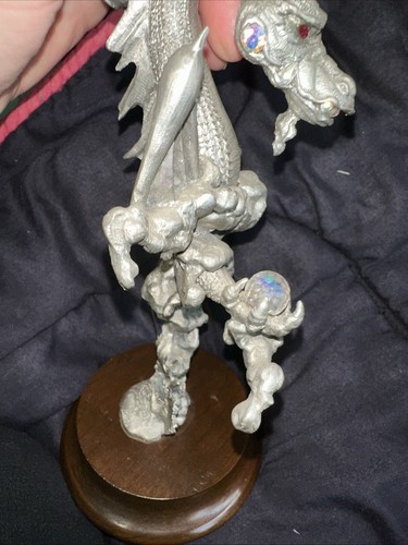 Perth Pewter 10.5" Tall "Cloud Dragon" With Crystals By Ray Lamb 371/2500 - Picture 22 of 23