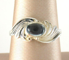 .925 Sterling Silver Blue Topaz Swirl Ring sz 7.75 Vintage