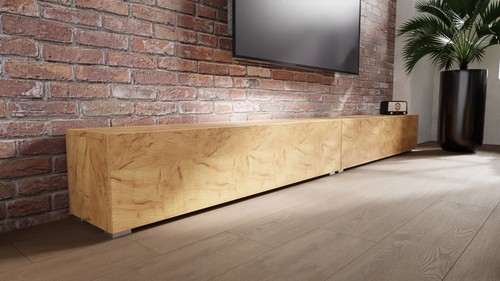 TV Wisząca deska Lowboard Szafka Deska w wysokim połysku / matowa 280 cm (2 x 140cm) długość - Zdjęcie 22 z 112