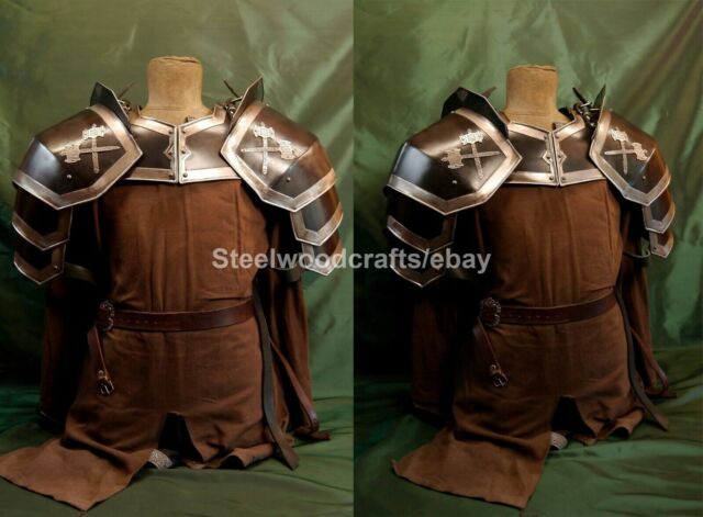 Medieval LOTR Elven Dwarf Armor Pair of Pauldrons w Gorget