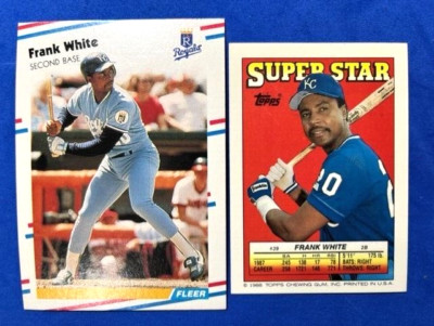 MLB - Frank White 1988 Fleer & 1988 Topps Super Star Sticker Back - Royals