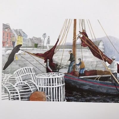 Vtg John Dixon Ireland Art Prints Lot of 2 - An Púcán & The Conversation/Combra
