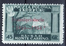 CORPO POLACCO 1954 DECENNALE MONTECASSINO 45 G. N.4 G.I MNH**
