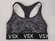 VSX Sport Victoria's Secret Small S Heathered Black Racerback Sports Bra Logo