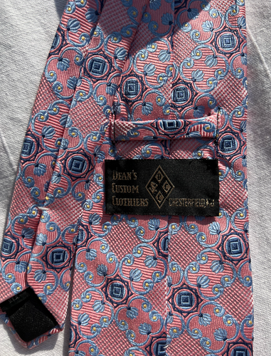 Corbata de caracoles sutiles rosa extra larga DCC 100 % seda para hombre - Imagen 2 de 12