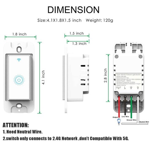 Smart Light Switch, Yeewell WiFi Light Switch with Timer and Remote Control - 第 1/4 張圖片