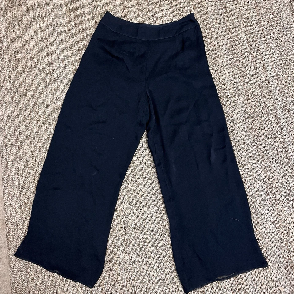 Pantalones de vestir vintage Carlisle 100 % seda negros para mujer talla 10