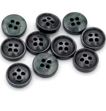 20pcs Blazer Resin Buttons Round Shape Fashion Black White 4 Holes Snaps, 9mm