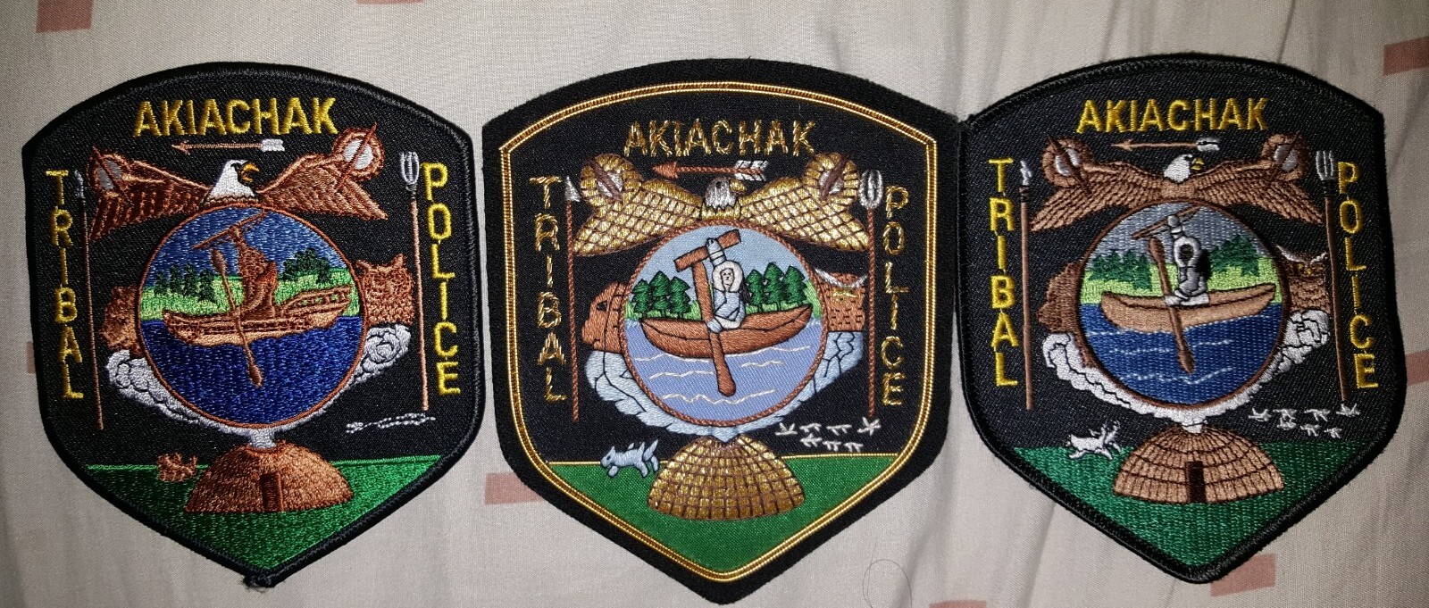 Patch ALASKA AK AKIACHAK TRIBAL POLICE NS/OS/GOLD WIRE BULLION VERY