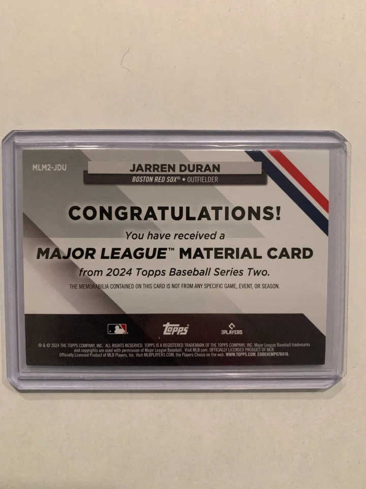 2024 Topps Series 2 Jarren Duran Major League Material /50 Red Sox #MLM2-JDU - Image 2 of 2