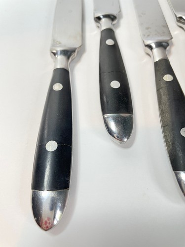 Vintage Williams-Sonoma Cafe-Black Stainless Steel Flatware Used 4 Dinner Knives - Bild 3 von 11