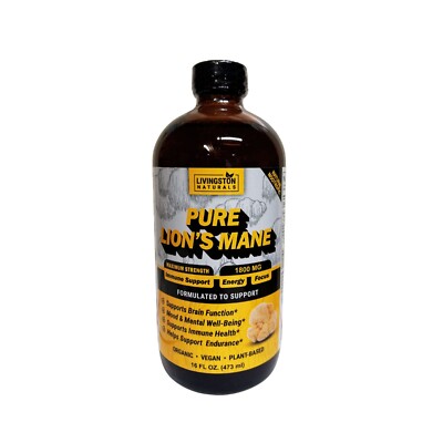 PURE LION S MANE BY LIVINGSTON NATURALS FOR IMMUNE SUPPORT FORMULA 16 oz