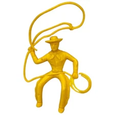 Marx Cowboy Plastic Toy Soldier Yellow Figure Tim Mee Lasso 5" Tall Vintage
