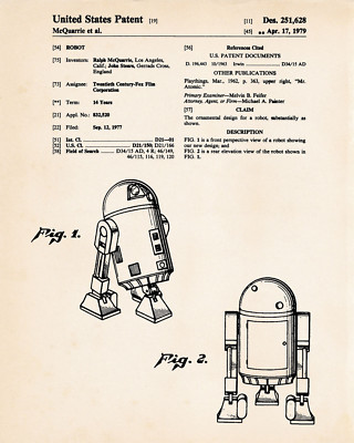 NAIJEL GRAPH ポスター 直筆サイン入り E.T. R2D2 Star Wars R2D2 Poster Print Patent Drawing Decor R2-D2