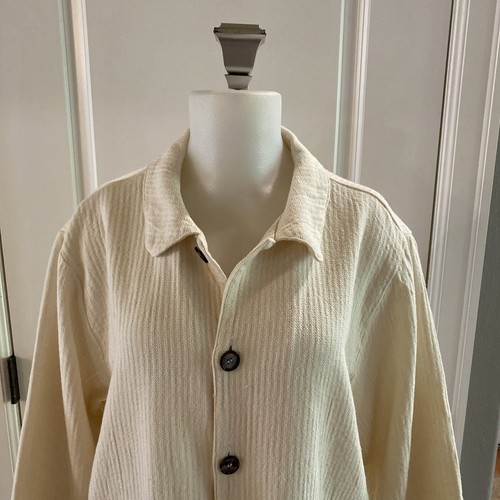 Cp Shades Ivory Cotton Button Lagenlook Jacket Pockets Textured -Size Small - Picture 2 of 13