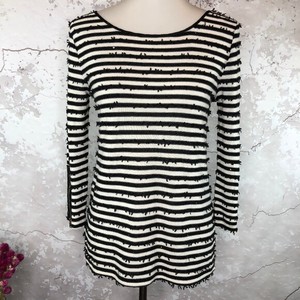 black sequin stripe long sleeve top