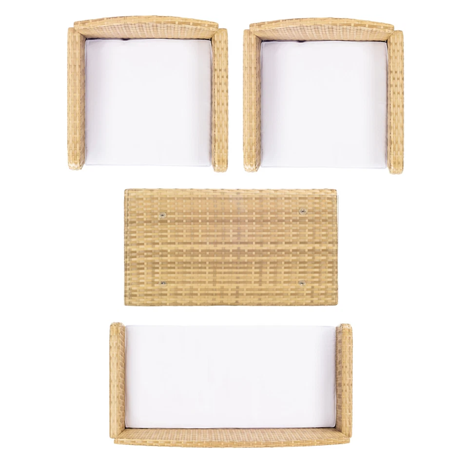 SAFAVIEH Colección Exterior Aboka Juego de Patio 4 Piezas | Natural/Blanco | Foto 3 de 4