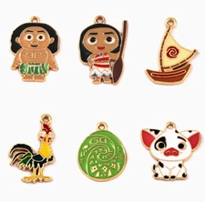 60pcs cartoon princess Moana Metal Charm Pendant DIY Necklace Jewelry Making