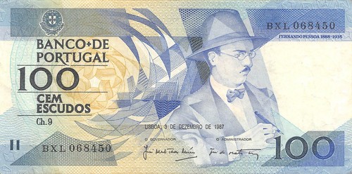Portugal 100 Escudos 3.12.1987 Serie BXL zirkulierte Banknote RRCV - Bild 1 von 2