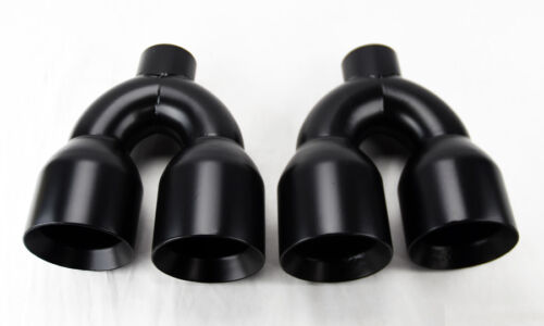 Dual 4.0" Quad Staggered Gloss Black Exhaust Tip Fits Dodge Challenger 2008-2023 - Picture 2 of 3