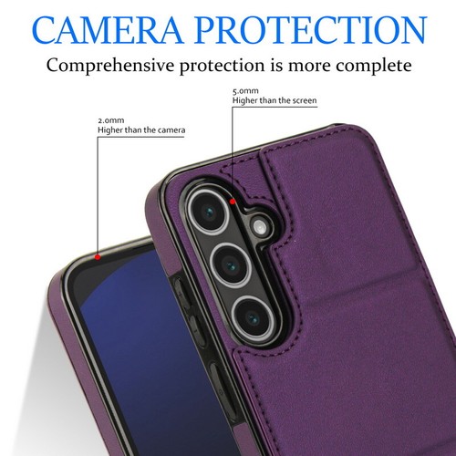 For Samsung S25 Ultra S24 FE S23 S22 S21 Leather Card Slot Silicone Case Cover - Picture 5 of 18