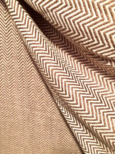 Manta mantón 100 % cachemir tinte natural hecha a mano Chevron marrón blanco