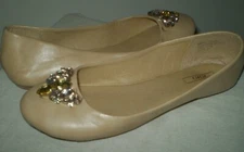 Blush Beige 9 Slip On Ballet Flats Rhinestone Embellished Prom Formal Shoes