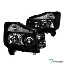 Topline For 2004-2015 Nissan Titan/2005+ Armada Black Clear Headlights Signal Nb