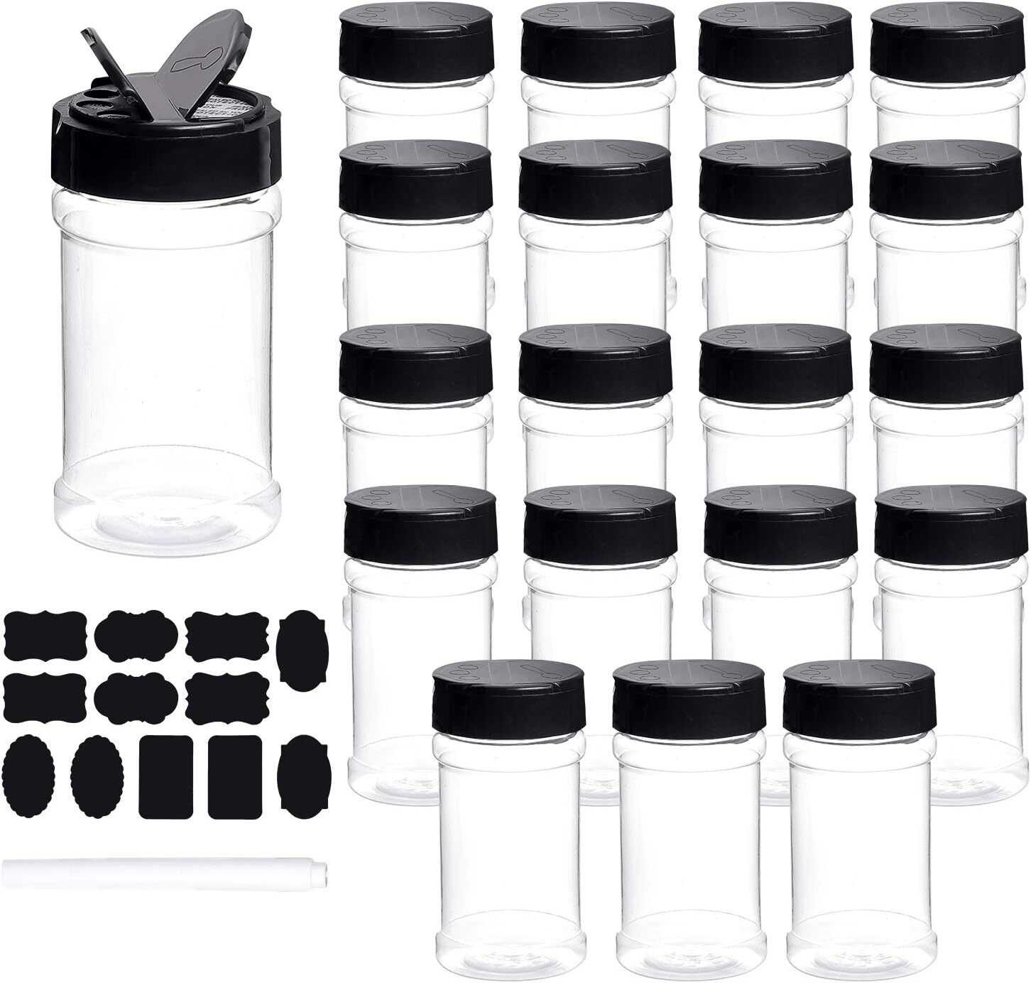 Dabacc 20pcs 7oz Clear Plastic Container Jars With Lids Labe