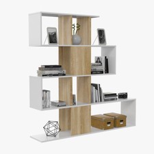 Libreria zig zag multiuso ROVERE+BIANCO 145x28x145 cm salone studio 0F2251A