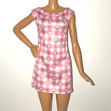 Barbie Doll Clothing Pink White Gingham Print Casual Summer Mini Dress