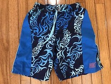 Boys Youth Small Nike Blue Board Shorts Swim Beach Drawstring Mesh Liner T15-1