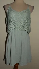 New Eyeshadow Mini Tank Dress Large Green Lace Sleeveless