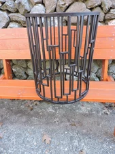 Post Modern Round End Table Bronze Look Metal Frame Wright Style BASE