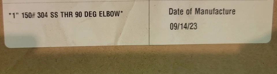 MERIT 1" NPT x 1" NPT 316 Stainless Steel 90 Degree Elbow - Class 150 - Female - - Image 3 of 3