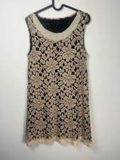 Mela London womens sleeveless lace detail dress beige black Size 10 VGC Wedding