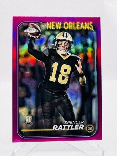Spencer Rattler 2024 Topps Chrome Rookie Magenta Refractor RC /399 #213 QB Card
