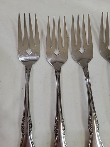 Menge 4 Wm A Rogers MANSFIELD Salatgabeln Edelstahl Oneida Ltd Besteck glänzend - Bild 5 von 6