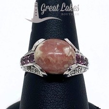 Silver  Pink Agate Ring