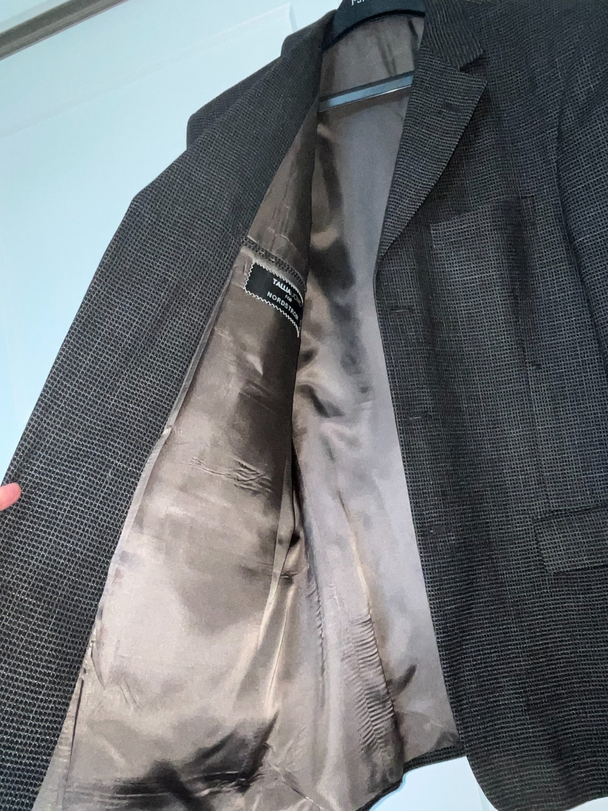 Tallia Uomo Black Checked Blazer Jacket Sport Coat 3 Button 100% Wool 42R