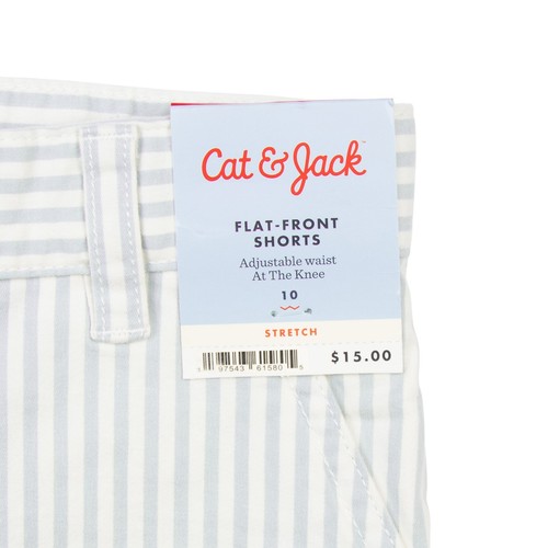 Cat & Jack Boys Flat Front Chambray Shorts Linen Stripe Grey/White, 10 - Picture 5 of 5