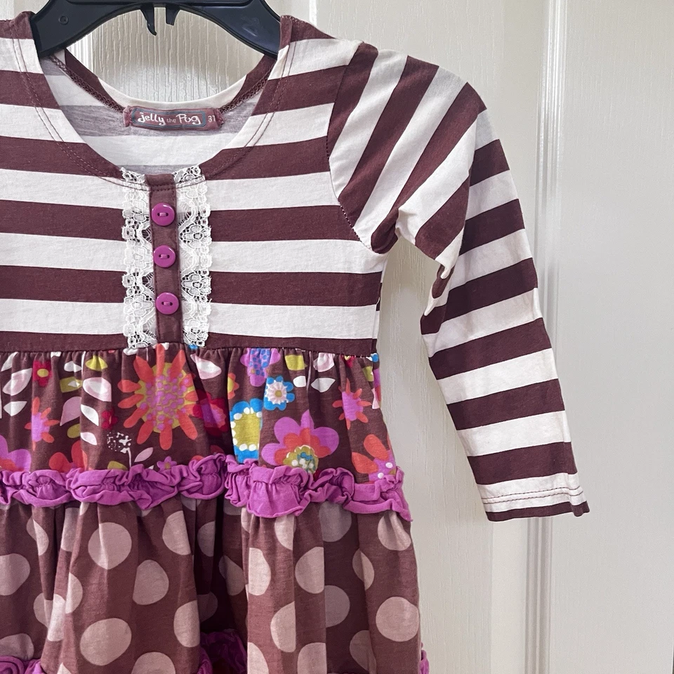 Vestido Jelly the Pug Sweet Cappuccino Collection Emeline Floral Niñas Talla 3T Foto 4 de 4