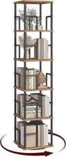 5-Tier Rotating Bookshelf, Freestanding Corner Bookshelf, 360 Spinning Bookcase