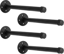 4pack Wall Mount Industrial Pipe Floating Shelf Bracket 12" Heavy Duty 3/4" Iron