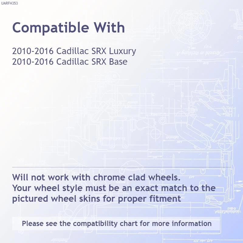 18" 7 Double Spoke Gloss Black Wheel Skins for 2010-2016 Cadillac SRX Luxury - Image 3 of 4