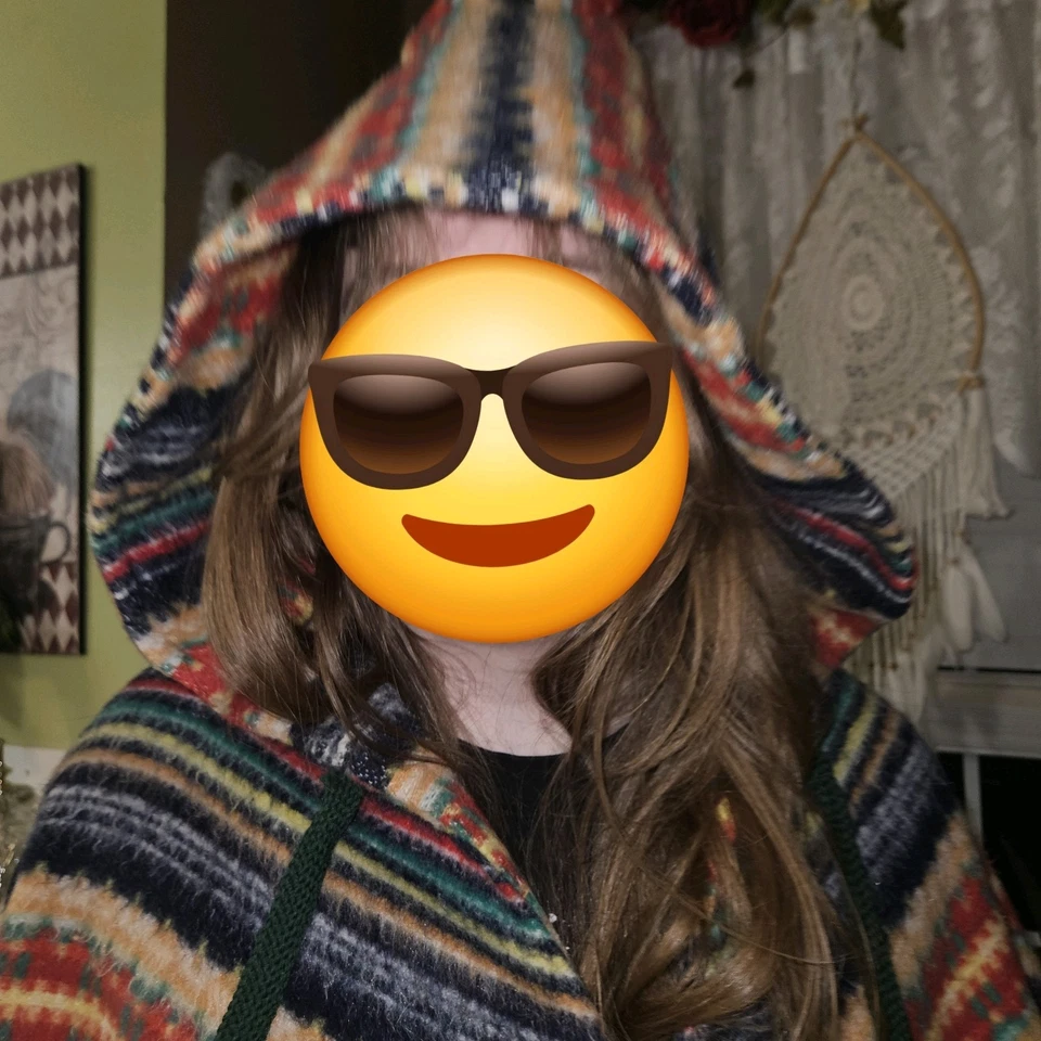 Poncho bohemio hippy vintage de lana años 60 70 con capucha forrado pesado camping hoguera  Foto 2 de 4