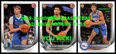 2025-26 Bowman BASKETBALL All Base Rookies #1-55 $2 or 2 Card Minimum YOU PICK!