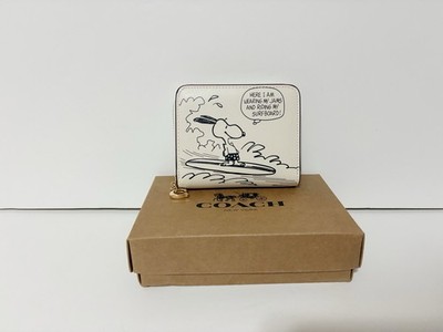 Coach X Peanuts Zip Around Small Wallet With Snoopy Print