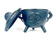 Cast Iron Cauldron w/Handle & lid - PERFECT for Incense, Smudging, & Candles