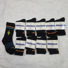 10 Pair Lot Bombas Crew Socks Kids XS Black Honeycomb Arch Support Tab